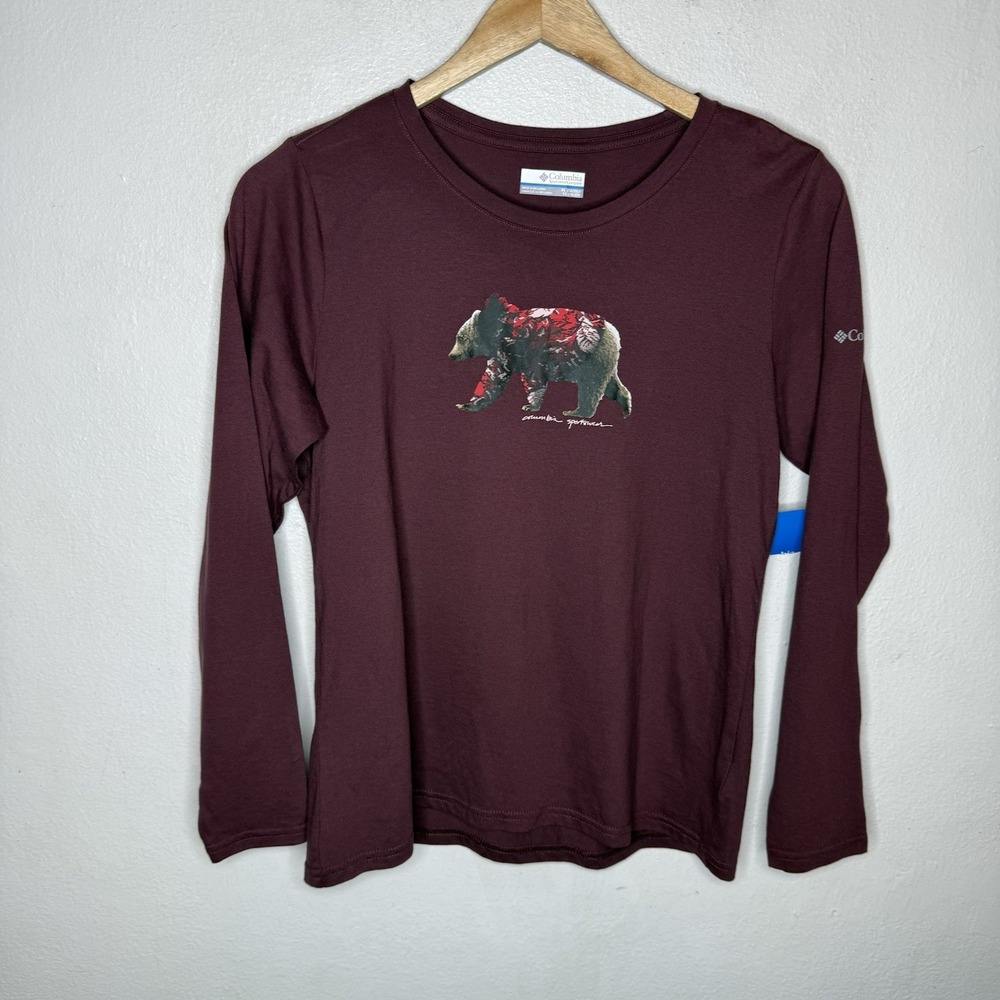 Columbia Primrose Hill Graphic Bear Long Sleeve Tee T-Shirt Girls XL 18/20 Top